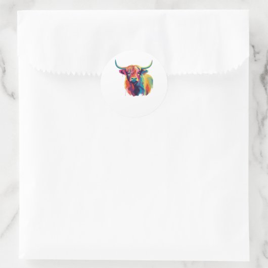 Farbenfroher Pop Hoch über der Kuh Klassischer T - Runder Aufkleber (Tasche)