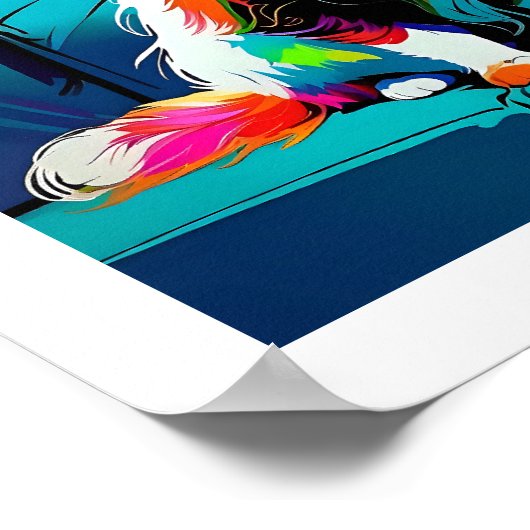 Farbenfroher Pop Kunst bearbeitbare Persische Katz Poster (Ecke)