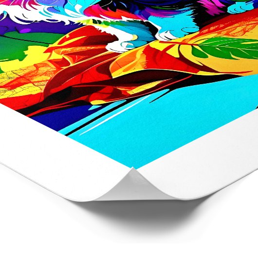 Farbenfroher Pop Kunst Persische Katze auf Couch b Poster (Ecke)