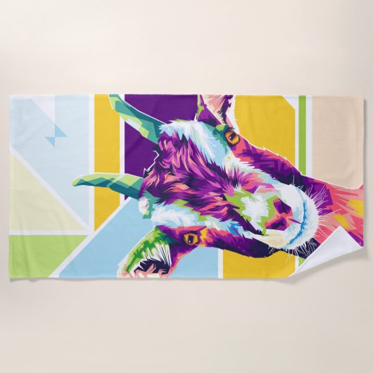 Farbenfroher Pop Kunstziege Strandtuch (Vorderseite)