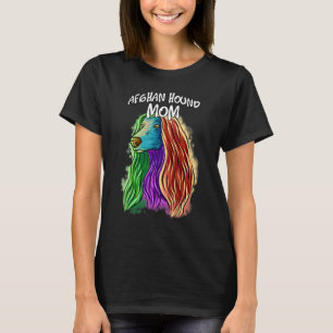 Farbenfroher Pop Portrait Afghan Hound Hund Mama M T-Shirt