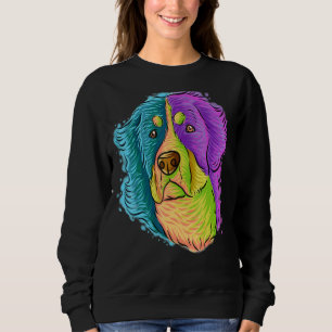 Farbenfroher Pop Portrait Bernese Hunde Mama Mot Sweatshirt