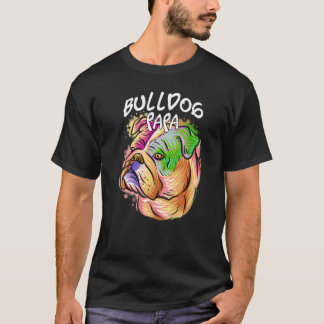 Farbenfroher Pop Portrait Bulldog Hund Vater Vater T-Shirt