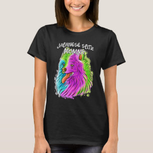 Farbenfroher Pop Portrait Japanisch Spitz Dog Mama T-Shirt