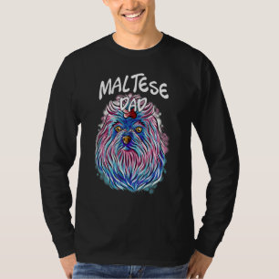 Farbenfroher Pop Portrait Maltesischer Hund Vater T-Shirt