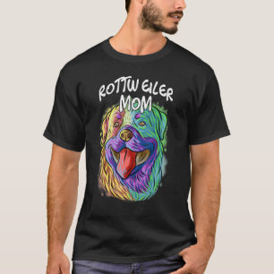 Farbenfroher Pop Portrait Rottweiler Hund Mama Mut T-Shirt