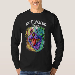Farbenfroher Pop Portrait Rottweiler Hund Vater Va T-Shirt