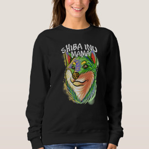 Farbenfroher Pop Portrait Shiba Inu Hund Mama Mutt Sweatshirt
