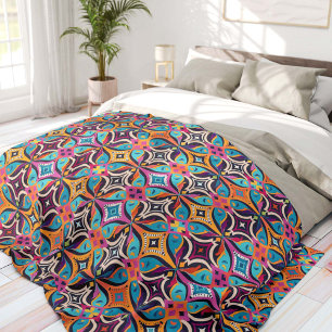 Farbenfroher psychedelischer Boheme-Stil Fleecedecke