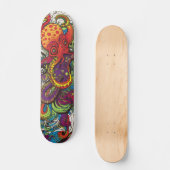 Farbenfroher psychedelischer Oktopus Skateboard (Vorderseite)