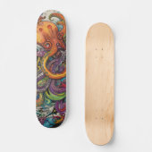 Farbenfroher psychedelischer Oktopus Skateboard (Vorderseite)