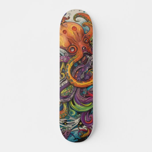 Farbenfroher psychedelischer Oktopus Skateboard (Vorne)