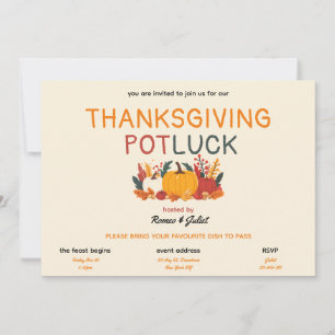 Farbenfroher Pumpkin Erntedank Potluck Einladung