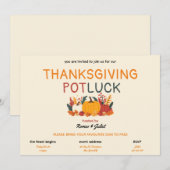 Farbenfroher Pumpkin Erntedank Potluck Einladung (Vorne/Hinten)