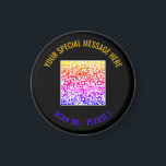 Farbenfroher QR Code Benutzerdefinierter Text und  Magnet<br><div class="desc">Wählen Sie Farben und Schriftart - Magnet Ihre spezielle QR-Code-Info und Personalisierte Magnete für den benutzerdefinierten Text / Geschenk - Hinzufügen Ihres QR-Codes - Bild oder Logo - Foto / Text - Name oder andere Informationen / Nachricht - Neu vergrössern und verschieben oder entfernen / Elemente hinzufügen - Bild /...</div>