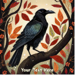 Farbenfroher Raven in einem Baum Fotoskulptur Magnet<br><div class="desc">Eine niedliche und farbenfrohe volkstümliche Interpretation eines raven (Corvus corax) in einem Baum, die Farben der Blätter erinnern an ein Gefühl Herbst. Passen Sie Ihren eigenen Text an. Sie können sowohl den Schriftart als auch die Textfarbe ändern. In der nordischen Mythologie zeigen die isländischen Sagas und die isländische Folklore den...</div>