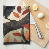 Farbenfroher Raven in einem Baum Geschirrtuch (Viertel Falte)