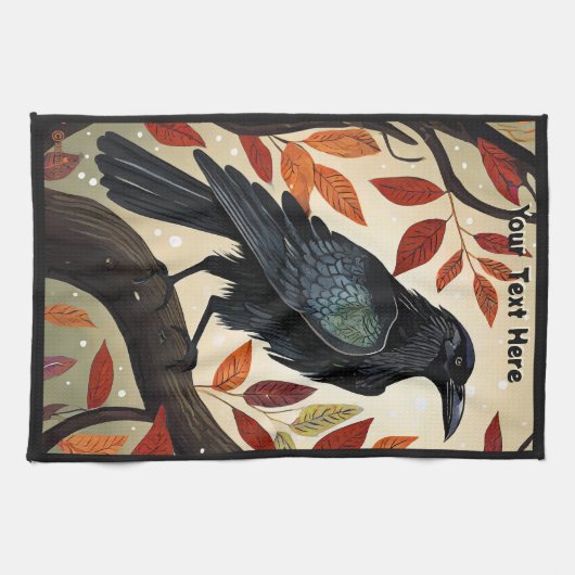 Farbenfroher Raven in einem Baum Geschirrtuch (Horizontal)