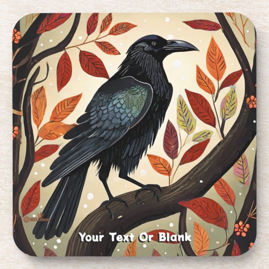 Farbenfroher Raven in einem Baum Getränkeuntersetzer (Vorderseite)