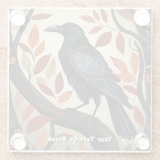 Farbenfroher Raven in einem Baum Glasuntersetzer (Rückseite)