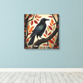 Farbenfroher Raven in einem Baum Leinwanddruck (Insitu (Holzboden))