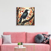 Farbenfroher Raven in einem Baum Leinwanddruck (Insitu (Wohnzimmer))
