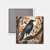 Farbenfroher Raven in einem Baum Magnet (Vorderseite/Rückseite)