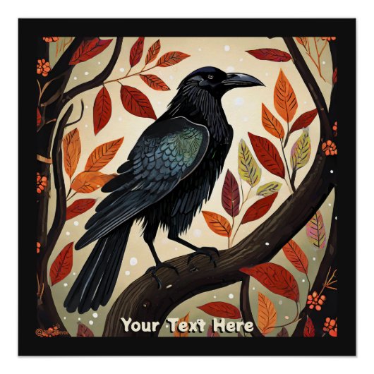 Farbenfroher Raven in einem Baum Poster (Vorderseite)