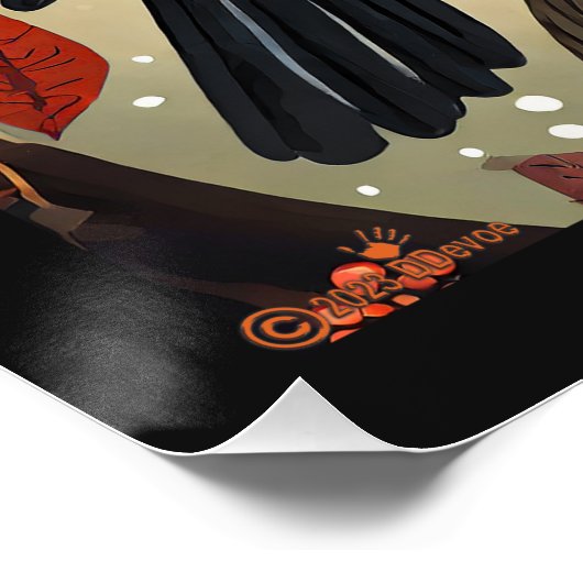 Farbenfroher Raven in einem Baum Poster (Ecke)