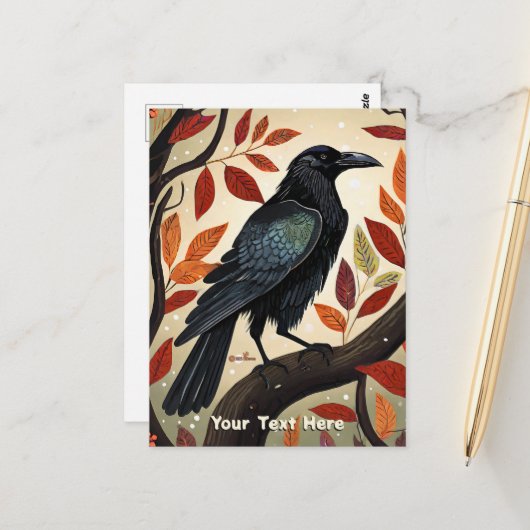 Farbenfroher Raven in einem Baum Postkarte (Vorderseite/Rückseite Beispiel)