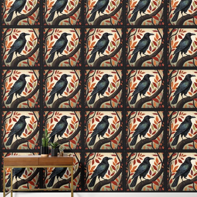 Farbenfroher Raven in einem Baum Tapete (Hausflur)