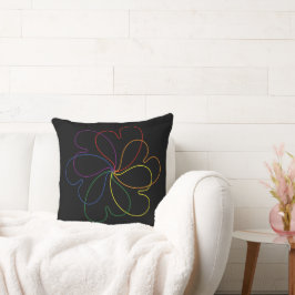 Farbenfroher Regenbogen auf der Blume Black Chic Kissen