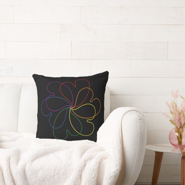 Farbenfroher Regenbogen auf der Blume Black Chic Kissen (Liege)