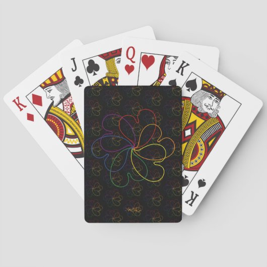 Farbenfroher Regenbogen auf der Blume Black Chic Spielkarten (Rückseite)