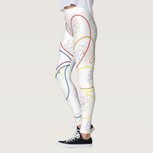 Farbenfroher Regenbogen auf der Blume des weißen Leggings