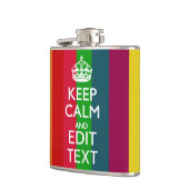 Farbenfroher Regenbogen Behalte Ruhe und Text indi Flachmann (Links)