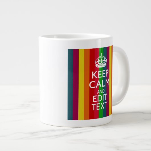 Farbenfroher Regenbogen Behalte Ruhe und Text indi Jumbo-Tasse (Vorderseite Rechts)