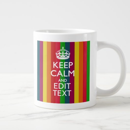Farbenfroher Regenbogen Behalte Ruhe und Text indi Jumbo-Tasse (Rechts)
