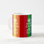 Farbenfroher Regenbogen Behalte Ruhe und Text indi Kaffeetasse (Vorderseite Links)