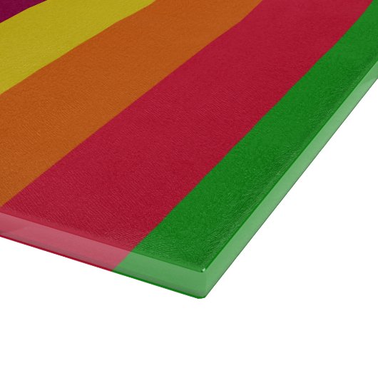 Farbenfroher Regenbogen Behalte Ruhe und Text indi Schneidebrett (Ecke)