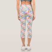 Farbenfroher Regenbogen, Cloud und Star Capri Leggings (Rückseite)