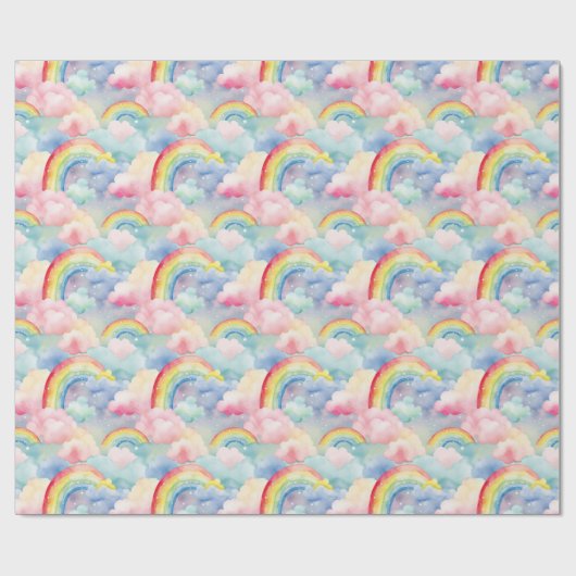 Farbenfroher Regenbogen, Cloud und Star Geschenkpapier (Flach)