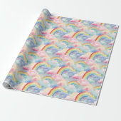Farbenfroher Regenbogen, Cloud und Star Geschenkpapier (Ungerollt)