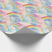 Farbenfroher Regenbogen, Cloud und Star Geschenkpapier (Ecke)