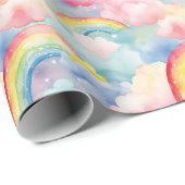 Farbenfroher Regenbogen, Cloud und Star Geschenkpapier (Rolleneckpunkt)