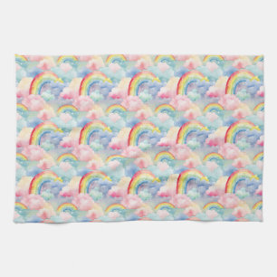 Farbenfroher Regenbogen, Cloud und Star Geschirrtuch