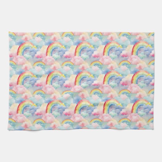 Farbenfroher Regenbogen, Cloud und Star Geschirrtuch (Horizontal)