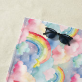 Farbenfroher Regenbogen, Cloud und Star Strandtuch (Beispiel)