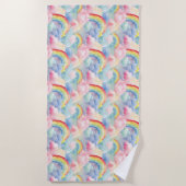 Farbenfroher Regenbogen, Cloud und Star Strandtuch (Vorderseite)