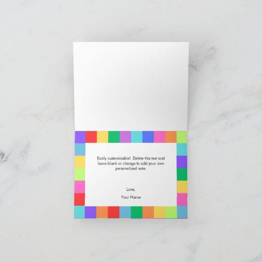 Farbenfroher Regenbogen Danke Karte (Innenseite)